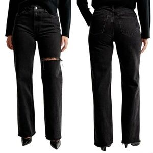 Abercrombie & Fitch Curve Love High Rise The 90s Relaxed Jeans, 32 14L (A4)